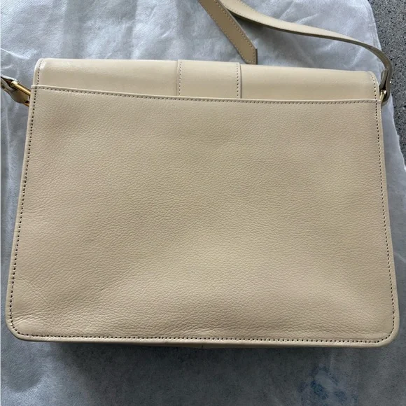 Yves Saint Laurent Shoulder Bag Leather Purse Beige YSL Vintage Auth - Picture 3 of 7